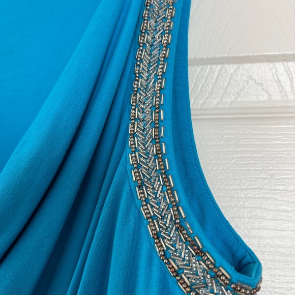 WHITE HOUSE BLACK MARKET Turquoise embellished tank - Picture 3 of 6